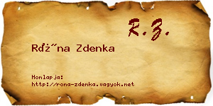 Róna Zdenka névjegykártya